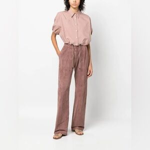 BRUNELLO CUCINELLI Dusty Rose Poplin Cropped Shirt